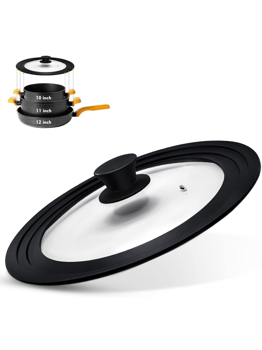 Universal Lid for Pots, Pans and Skillets, Pot Lid with Heat Resistant Silicone